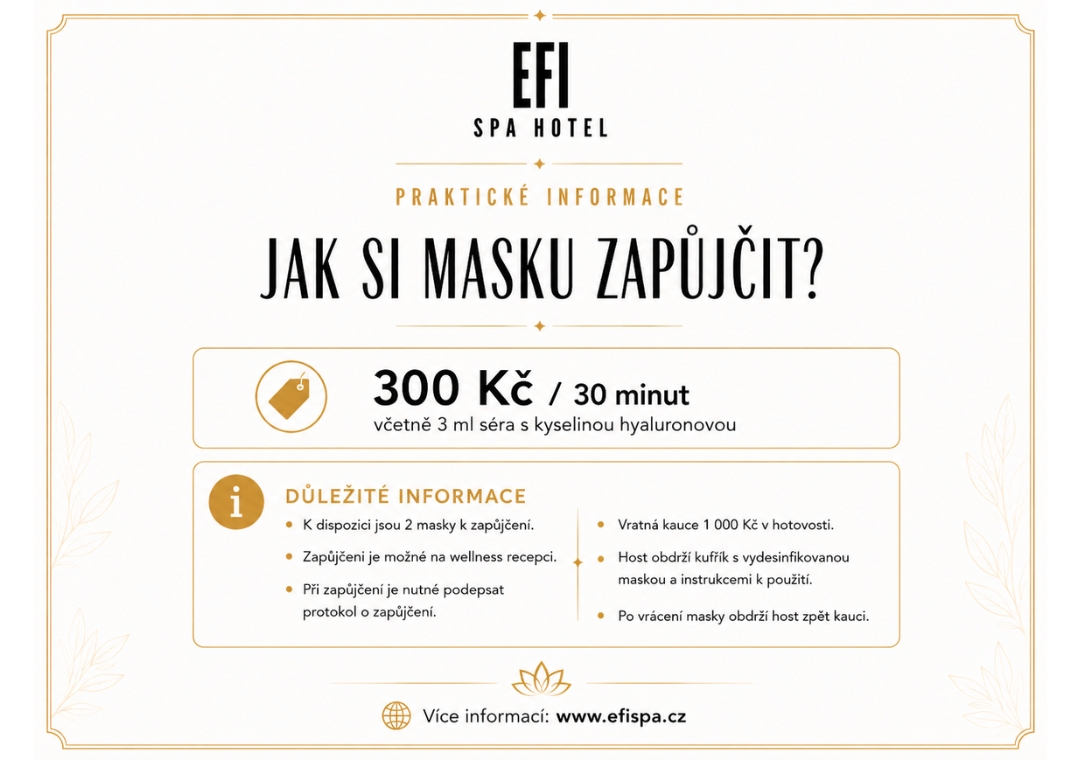 EFI SPA Hotel - red light mask terapie - jak zapůjčit